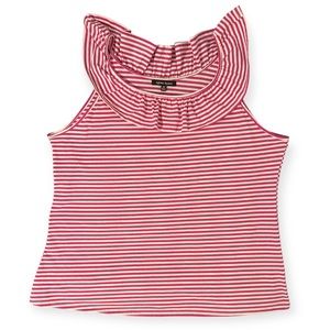 Vintage Lynn Ryan Pink/White Striped Ruffled Tank Top NWT